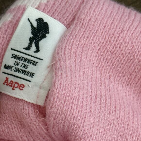 AAPE by A Bathing Ape Pink Pom Beanie “Somewhere in the Aape Universe” Knit Hat main image 15
